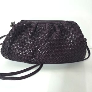 Latico Leather Eggplant Woven Frame Purse - Bottega Veneta inspired EUC